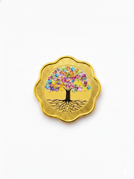 Gold Plated 999 Pure Silver Banyan Tree Coin