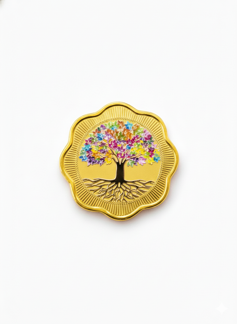 Gold Plated 999 Pure Silver Banyan Tree Coin