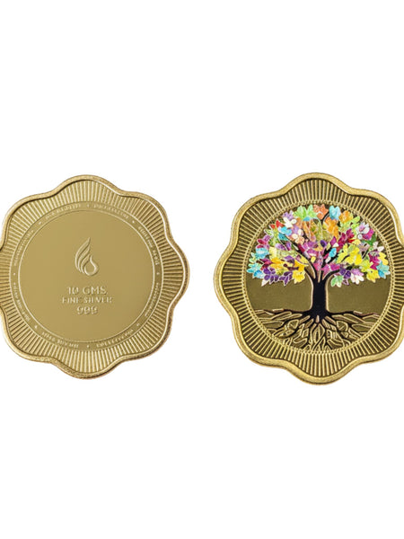 Gold Plated 999 Pure Silver Banyan Tree Coin