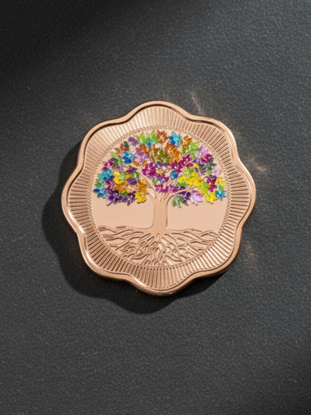 Rose Gold 999 Pure Silver Banyan Tree Coin