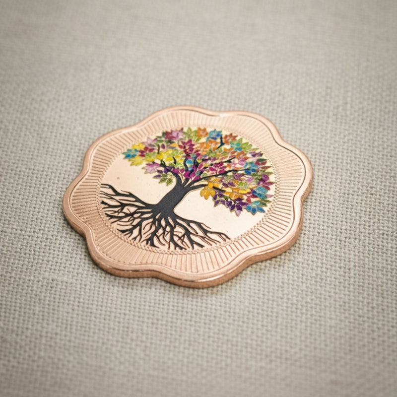 Rose Gold 999 Pure Silver Banyan Tree Coin