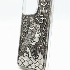 Divine Lord Shiva & Trishul 999 Pure Silver Phone Cover
