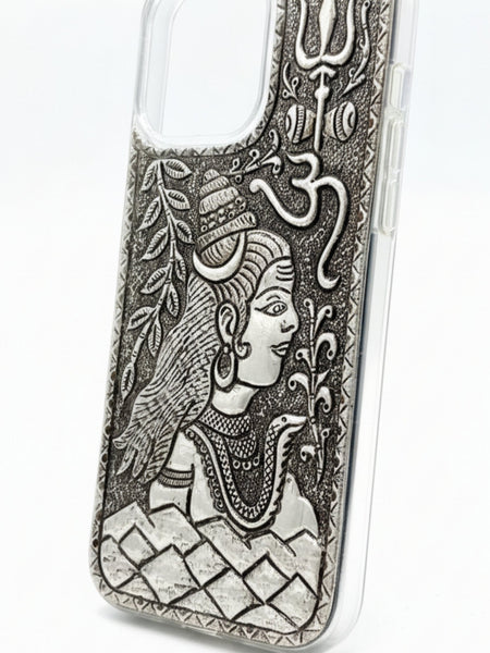 Divine Lord Shiva & Trishul 999 Pure Silver Phone Cover