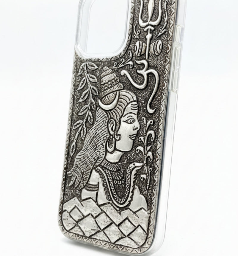 Divine Lord Shiva & Trishul 999 Pure Silver Phone Cover