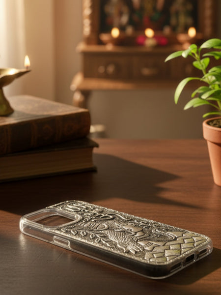 Divine Lord Shiva & Trishul 999 Pure Silver Phone Cover