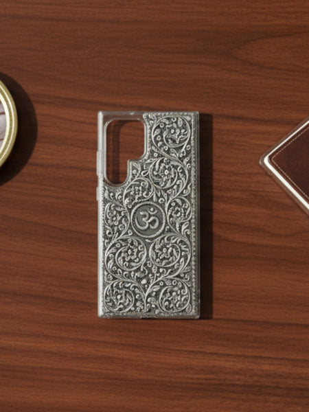 Divine Om & Floral Swirl 999 Pure Silver Phone Cover