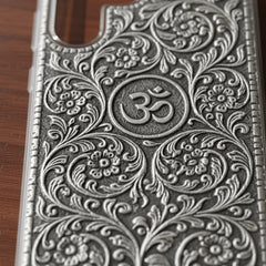 Divine Om & Floral Swirl 999 Pure Silver Phone Cover