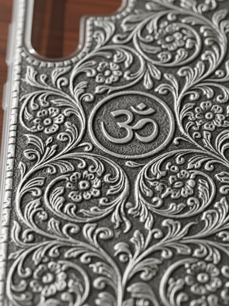 Divine Om & Floral Swirl 999 Pure Silver Phone Cover