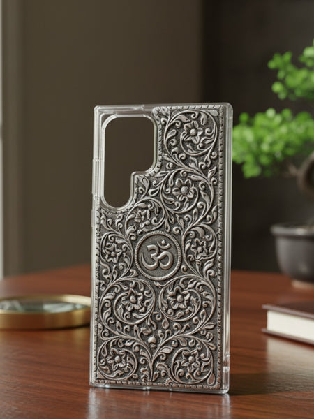 Divine Om & Floral Swirl 999 Pure Silver Phone Cover