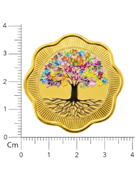 Gold Plated 999 Pure Silver Banyan Tree Coin