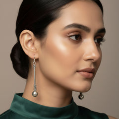 Handcrafted Oxidized Silver Tribal Rod & Ball Dangle Earrings